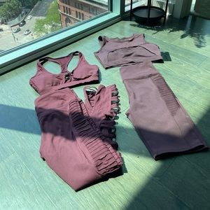 2 maroon workout outfits M/L